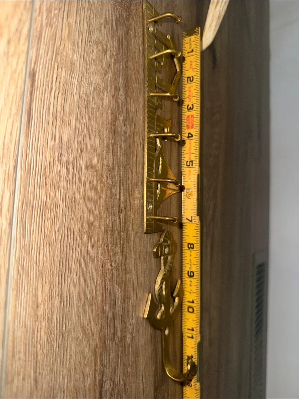 Vintage Brass Anchor & Nautical Scene Wall Hooks - Gold
